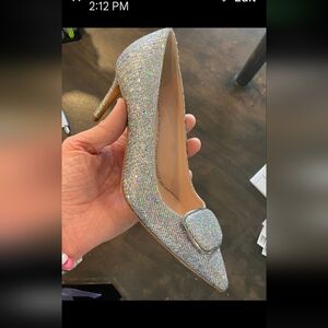 Nib $795 Elegant Silver Women's Heel